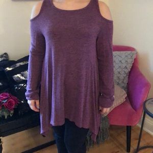 Mauve cold shoulder top